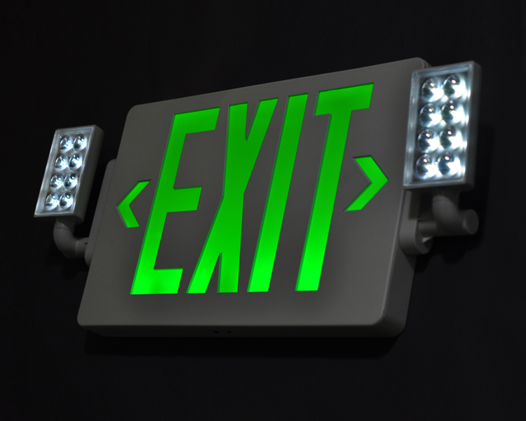 JLECD2GW-Green Emergency Fire Sair Lights com cabeças de LED