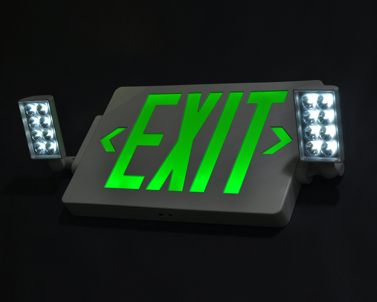 JLECD2GW-Green Emergency Fire Sair Lights com cabeças de LED